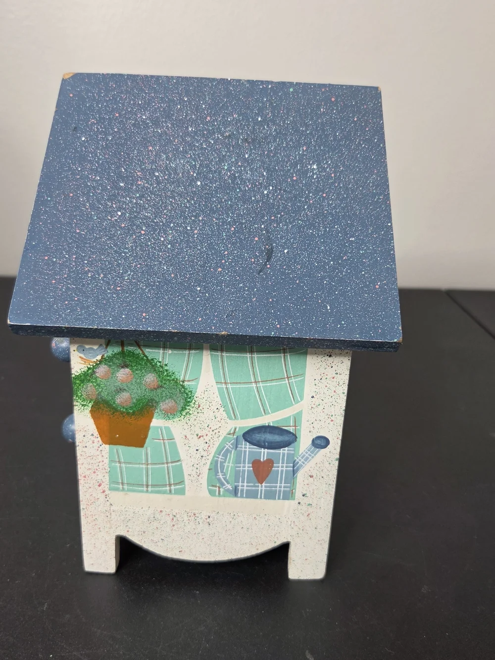 Hand-Painted White & Blue Decorative Mini Chest Birdhouse with Butterfly Accent